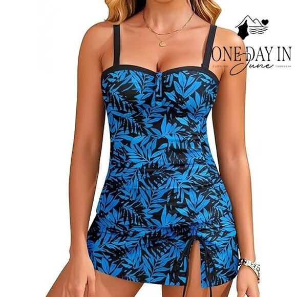 Yonique Skirted Tankini Swimsuit Size XL - Picture 1 of 8